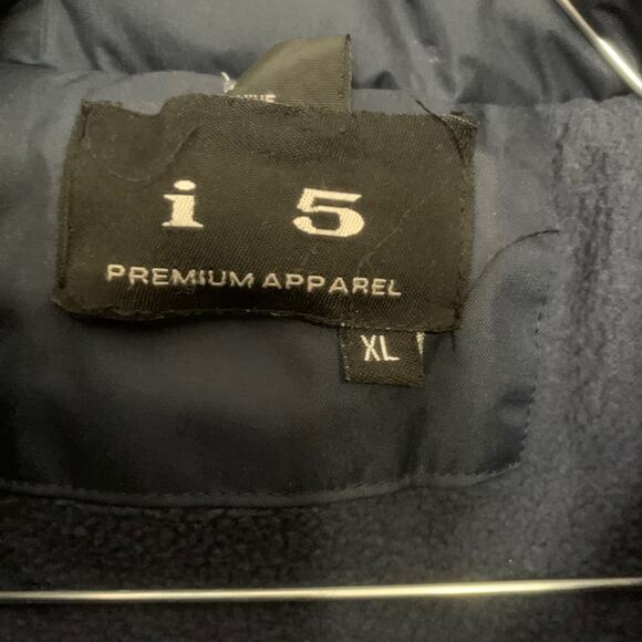 Navy blue and silver Fleece lined Zip up jacket with hide away hood - Picture 10 of 15